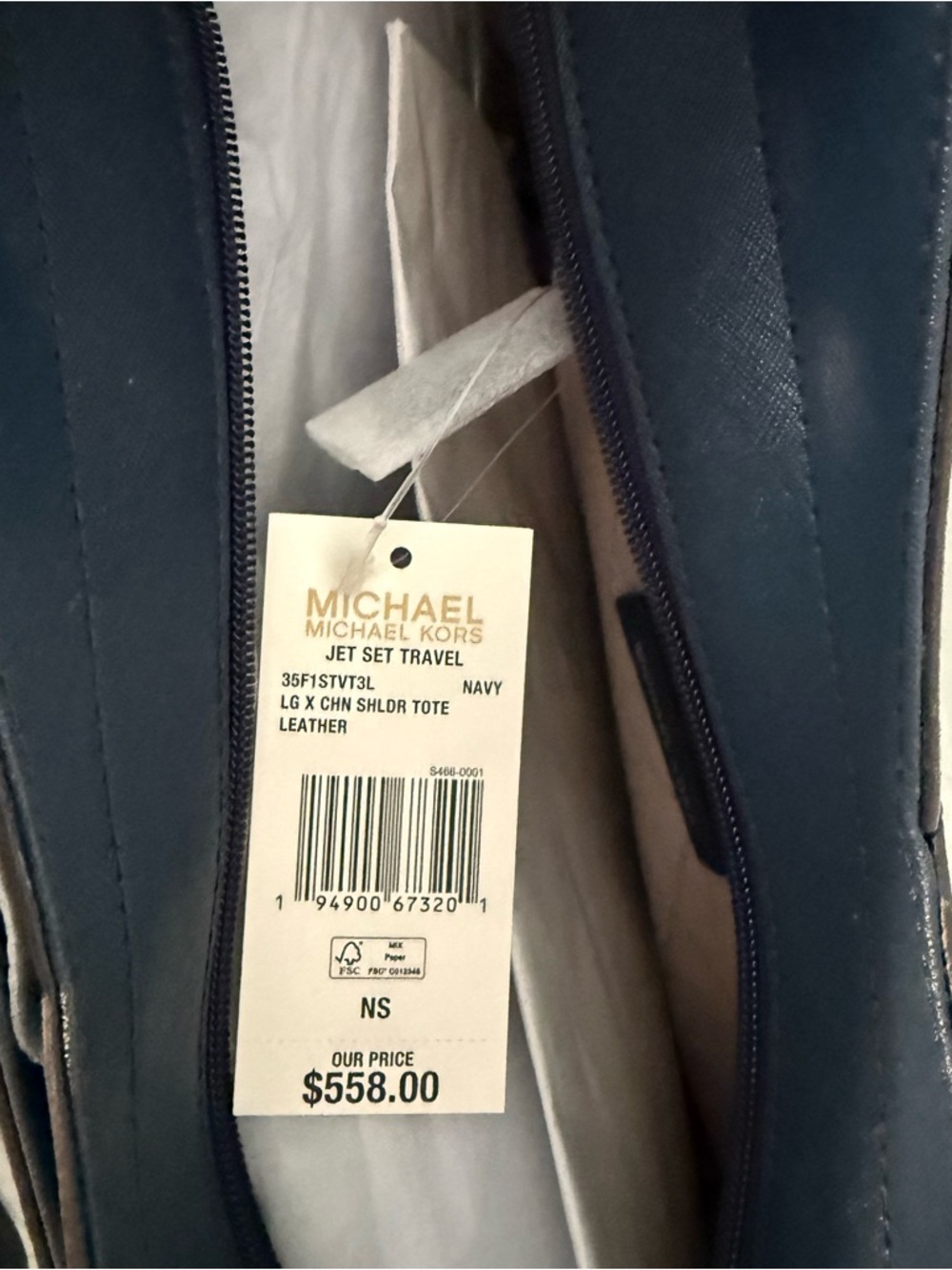 Michael Kors Navy Saffiano Tote with Silver Hardware NWT - Picture 5 of 5